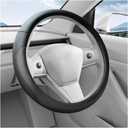 Car Steering Wheel Cover, 15 Inch Leather Anti-Slip Breathable Vehicle Steering Wheel Protecter with Comfortable Feel, Automotive Interior Accessories, Universal for SUV Sedan Truck (Black)