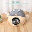 Cat Beds for Indoor Cats - Cat Bed Cave with Removable Washable Cushioned Pillow, Soft Plush Premium Cotton No Deformation Pet Bed, Lively Pufferfish cat House Design, Grey, Multiple Sizes