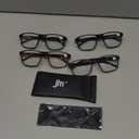 JM Reading Glasses Men with Blue Light Protection, Rectangular Classic Computer Readers Eyeglasses with Spring Hinge 4 Packs