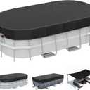 LXKCKJ 8x14 FT Rectangular Pool Cover for Above Ground Pool, Solar Oval Pool Cover Protector, Winter Pool Cover with Accessories Set Ideal for Cold and UV Resistant, Dustproof (Black)