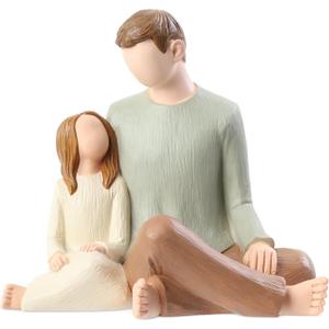 Hensonever Father and Daughter Figurines, Dad Daughter Statues, Sculpted Hand-Painted Figures Gifts for Fathers Day Anniversary Birthday