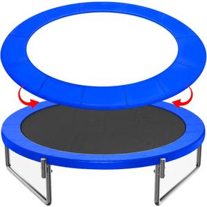 12FT 14FT 15FT Trampoline Pad Replacement Upgraded Trampoline Spring Cover, 16FT Foam Trampoline Safety Padding Round, Waterproof Tear-Resistant, No Holes for Pole (Blue)