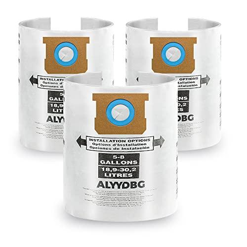 3 Pack Shop Vac 5-8 Gallon Filter Bags, ALYYDBG Type E - 90661 906-61 9066100 9066133; Type H 90671 9067-1 9067100 9067133 Vacuum Cleaner Filter Bags