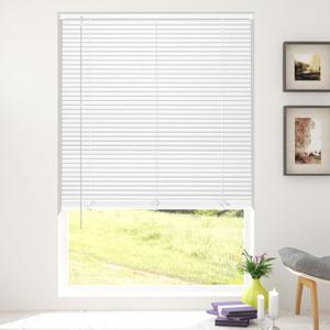 KCO Mini Blinds for Windows - Cordless Horizontal Shades, Vinyl Venetian Blinds, Anti-UV Waterproof, Light Adjustment, 28" W x 64" L, White (28"W x 64"H)