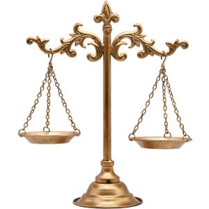 Owlgift Vintage Style Metal Libra Jewelry Towers, Scale Tray Display Cosmetic Organizer, Jewelry Storage, Unique Centerpiece Stand, Lawyer Scale of Justice, Farmhouse Candleholder  Bronze