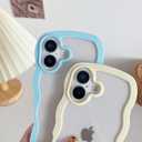 Caseative for iPhone 16 Case,Cute Curly Wave Frame Shape Shockproof Soft Phone Case (White)