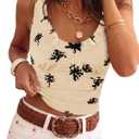 Tankaneo Womens Ruffle Deep V Neck Tank Tops Summer Sexy Floral Print Sleeveless Fitted Shirts Trendy Y2k Going Out Crop Tops Medium