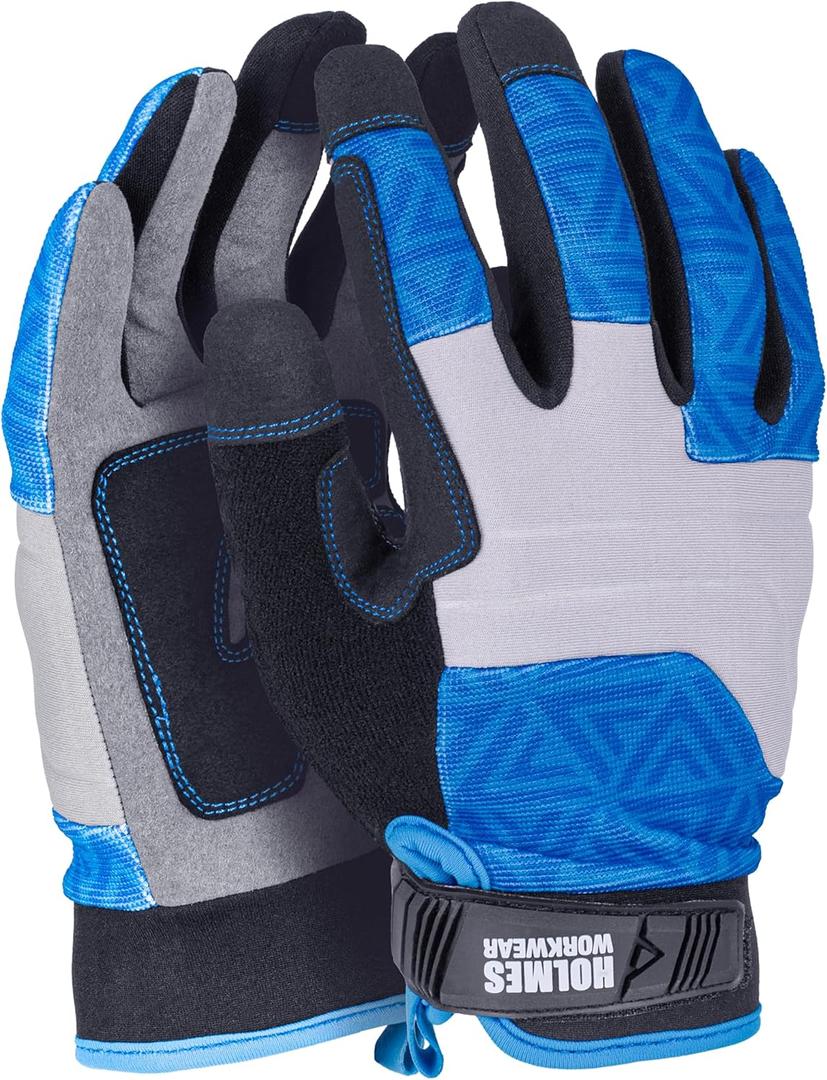 Women's Performance Gloves, Synthetic Leather Palm, Touchscreen-Compatible (Medium, Blue)