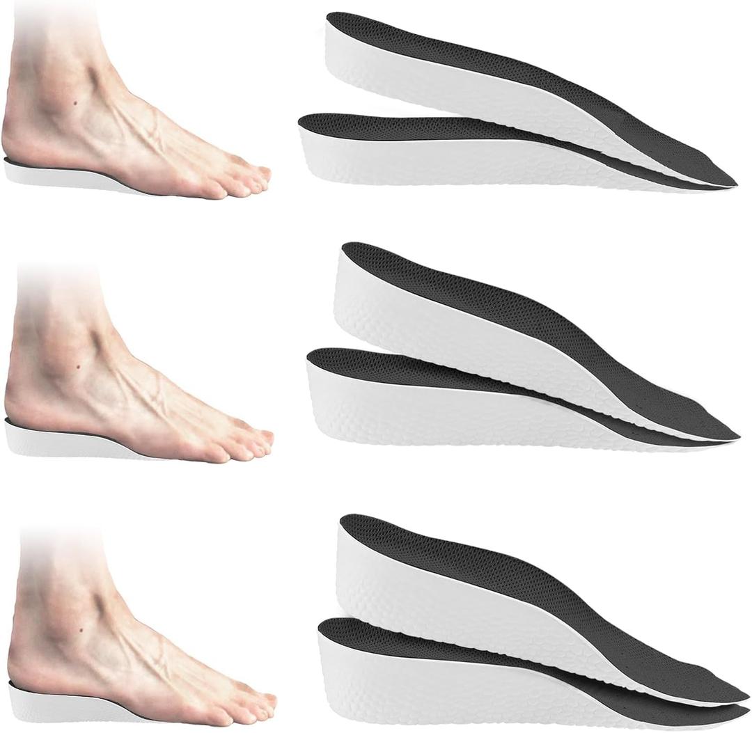 3 Pairs Height Increase Insoles, Heel Lifts for Shoes, Inserts for Men and Women, for Achilles Tendonitis and Leg Length Discrepancy (Man, 0.6"/1"/1.4" Height)