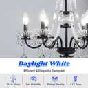 MAXvolador E12 LED Candelabra Bulb 40W Equivalent, 500LM Chandelier Light Bulb, Daylight White 5000K, B11 Filament Clear Glass Candle Base Light Non-Dimmable, 12 Pack