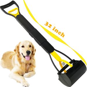 32 Tall Pooper Scooper, Large Pooper Scooper for Dogs Heavy Duty, Dog Pooper Scooper with Long Handle & High Strength Durable Spring, Foldable Dog Poop Pick Up (32-inch)