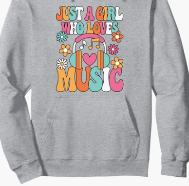 Just A Girl Who Loves Music Cute Music Lover Women Girls Sweatshirt S