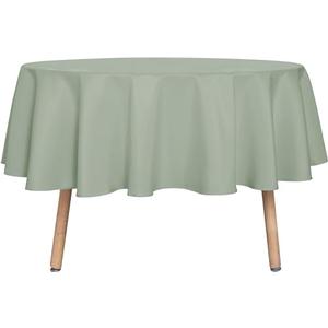 sancua Round Tablecloth - 60 Inch - Water Resistant Spill Proof Washable Polyester Table Cloth Decorative Fabric Table Cover for Dining Tables, Buffet Parties and Camping, Sage Green