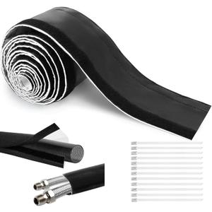 Wire Heat Shield for Hose Lines & Electrical Wiring, Heat Shield Wrap Automotive for Exhaust and High-Temperature Pipes with 20 Pcs Stainless Steel Ties, 1" I.D.x 10FT, Black