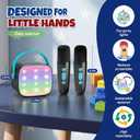 YLL Mini Karaoke Machine with 2 Wireless Microphones, TOP Kids Gifts for Girls Ages 3, 4, 5, 6, 7, 8, 9,10,11,12 +Year Old, 4-12 Years Old Birthday Toy Gift for Girls Boys Party (Black Blue)