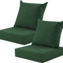 Outdoor Deep Seat Cushion Set, 24x24 Inch Water-Resistant & Fade-Resistant Outdoor Chair Cushions, Patio Furniture Cushions with Removable Cover for Patio Chair, Sofa, Forest Green (Set of 2)