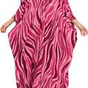 KEYLORTING Plus Size Kaftan Dress Women, Moo Moo Print Caftan, Batwing Dress, Printed Beach Cover Up for Party and Loungewear (Pink, XXXL)