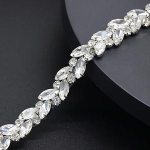 Jerler 1 Yard Rhinestone Trim, Crystal Rhinestone Chain Applique, Ideal for DIY Decoration and Wedding Clothing Embellishments, 0.6" Width (Crystal)