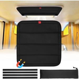funomo Magnetic RV Window Shade, 16 ¼" (L) x 16 ¼" (W), Foldable Magnet RV Blackout Ventilation Cover, UV Rays Protection Camper Trailer Fan Vent Cover, Waterproof Thickened Oxford Fabric (Black)