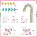 17Pcs Rainbow Unicorn Cake Toppers Unicorn Birthday Cake Decorations for Unicorn Party Favors, 2 inches x 0.5 inches