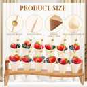 Queekay 100 Disposable Wood Cones for Food with 2 Pcs 12 Holes Charcuterie Cones Holder Stand Ice Cream Cone Display Stand 100 Fancy Toothpicks for Appetizers Catered Events Wedding Buffets Parties