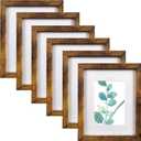 8x10 Picture Frame Brown Set of 6, Display Pictures 5x7 With mat or 8x10 Without Mat