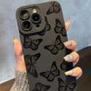 for iPhone 14 Pro Max Case 6.7 Inch 2022, Aesthetic Butterfly Print Phone Case for Women Girls Men, Silicone Protective Phone Cover for iPhone 14 Pro Max, Black Butterfly