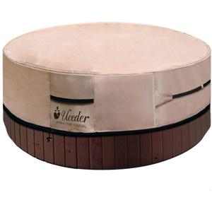Round Hot Tub Cover Outdoor Waterproof Spa Cover Cap(83''x 20'') 600D Heavy Duty Polyester Hot Tub Cover Protector(Brown)