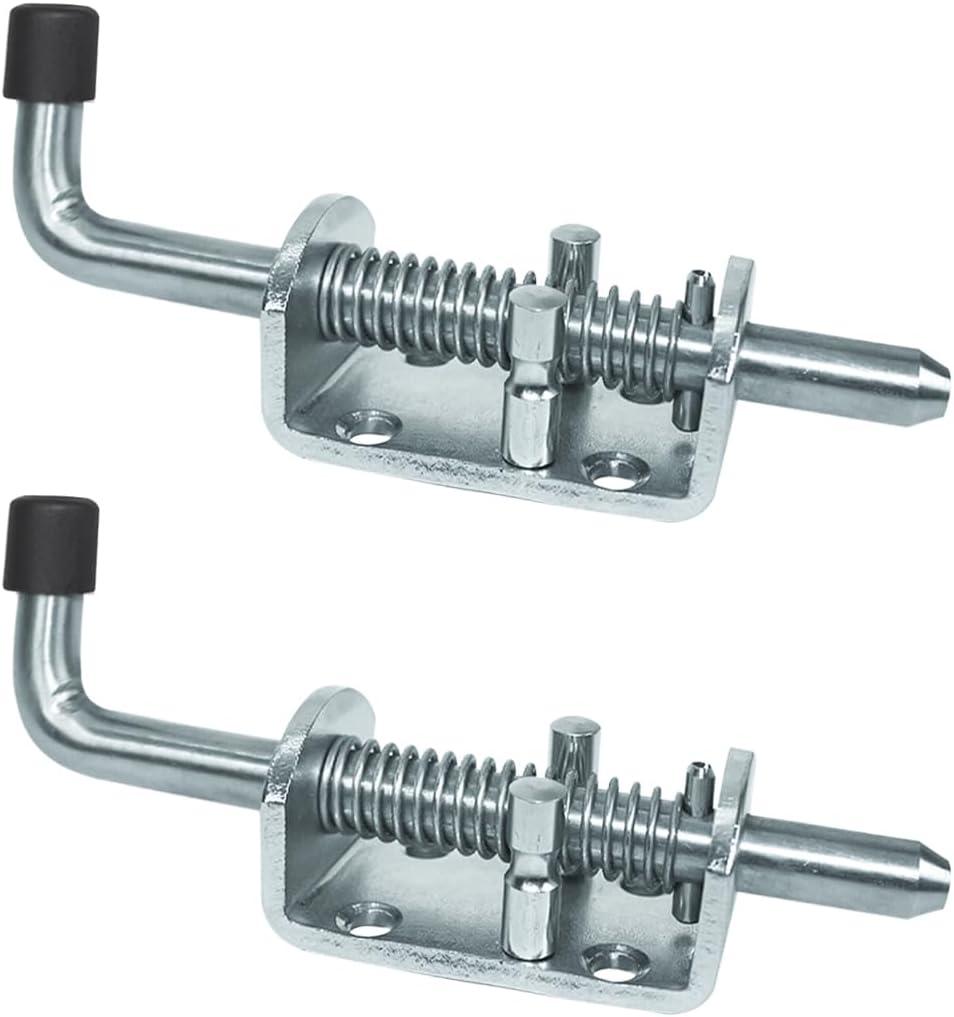 Spring Loaded Gate Latch Pin Barrel Bolt 6in x 1/2in Stem Durable Zinc Plated Solid Steel Heavy Duty for Tailgate - 2pcs