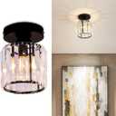 FRIXCHUR Mini Crystal Chandelier Modern Ceiling Light Semi Flush Mount Ceiling Lighting Fixture Modern Crystal Ceiling Lamp for Hallway Kitchen Island Dining Room Bedroom Bar Black E26 Socket