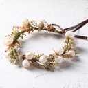 Golden Leaf Flower Crown - Fairy Floral Headpiece White Rose Flower Headband Renaissance Hair Accessories for Women Girls Wedding Vacation Party Festival
