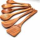 6-Piece Wooden Utensil Set – Premium Teak Wood Cooking Spoons & Spatulas, Non-Stick, Heat-Resistant, Durable & Eco-Friendly Kitchen Tools for Cooking & Serving
