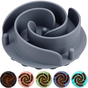 Slow Feeder Dog Bowls Insert, Bestalk Soft Silicone Slow Eating Feeder Insert with Suction Cups for Dogs, Fit into Basic and Elevated Dog Bowls, Grey, Large