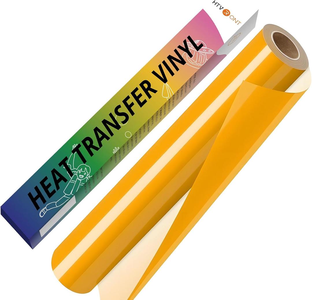 HTVRONT Dark Yellow HTV Vinyl Roll - 12" x 10ft Dark Yellow Iron on Vinyl for All Cutting Machines, Heat Transfer Vinyl Rolls for t Shirts - Easy to Cut & Weed for Heat Vinyl Design