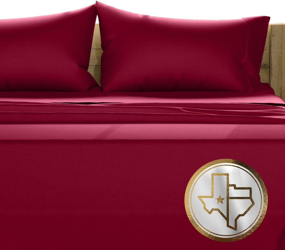 TEXAS LINEN CO. 100% Egyptian Cotton Queen Sheets Set - Luxury 1500 Thread Count Egyptian Cotton Sheets Queen Size Bed Set, 17" Deep Pocket, Soft, Cooling Sateen Hotel Quality Bedding Set - Burgundy