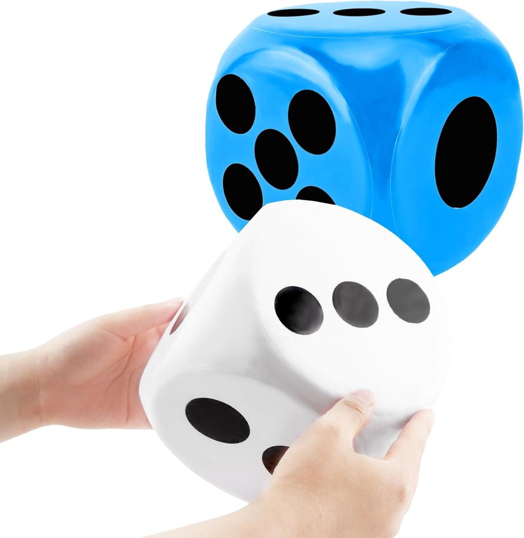 2 Pieces 6 Inches Large Foam Dice Set Giant Foam Dice Soft Dot Dice Toy for Family Educational Toys Parent Child Board Games Nights Casino Themed Party Decoration (Color Set 3)