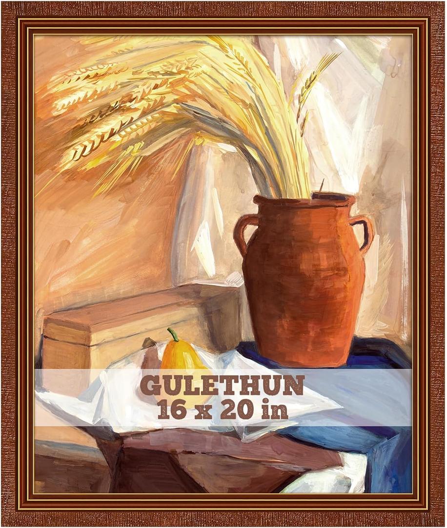 GULETHUN 16x20 Frame, Ornate Embossed Brown Poster Frames, 16x20in