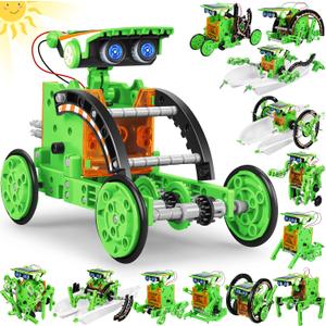 STEM 13-in-1 Education Solar Power Robots Toys for Boys Age 8-12, Educational Toy Science Kits for Kids Experiment Robotics Set Birthday Gifts for 8 9 10 11 12 Years Old (Green)