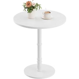 Homleke 16" Round Side Tables, Solid Wood Pillar with Wood Top & Base, Small Drink Accent Table for Living Room, Bedroom, Sofa & Office, Easy Assembly, White