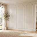 Nuanchu 3 Set 90 x 21 Inches Arch Mdf Board and Batten Wall Panel Kit Premade Wainscoting Wall Molding Kit Frame Accent Molding Pre Cut Trim for DIY Room Decor (Classic Style)