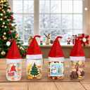 CIEOVO 12 Set Christmas Party Plastic Mason Jars Mini Santa Hat and Christmas Theme Vinyl Waterproof Stickerss 12 oz Clear Plastic Jars with Lids for Xmas Party Home Candies Cookies Storage Crafts