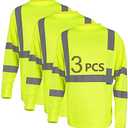 LX Reflective Safety Shirt Long Sleeve High Visibility Reflective Breathable T Shirt for Work Warehouse Construction Class 3 M