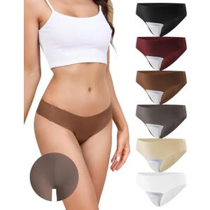 LEVAO Seamless Thongs for Women-Low Waist Invisible G-string No Show Thong Panty Liners Workout Panties S-XL (Black/White/Khaki/Skin Color/Red Brown/Coffee)