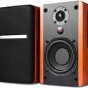 SINGING WOOD BT25 (2024 Version) Bluetooth Active Bookshelf Speakers for with Optical Aux inputs Subwoofer Line Out for PC, TVs, Turntable, Wooden Enclosure,80W - Cherry Wood