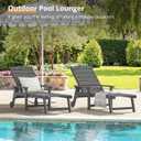 LUE BONA Outdoor Chaise Lounge, HDPS Chaise Lounger, 5 Positions Adjustable Lounge Chairs, Pool Lounge Chair with Wheels for Poolside, Backyard, Dark Gray