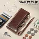 Antsturdy Compatible with Google Pixel 7a Case Wallet with Card Holder Women Men Phone Case RFID Blocking PU Leather Kickstand Flip Protective Cover Wrist Strap Zipper Credit Card Slots,Brown