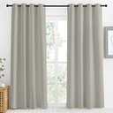 NICETOWN Blackout Natural Curtain for Living Room, 1 Panel, W55 x L86, Thermal Insulated Solid Grommet Sound Reducing Energy Saving Window Drape for Bedroom/Dining Room