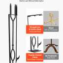 VEVOR Fireplace Tool Set, 3 PCS Fire Tool Set and Holder with Stand, Tongs, Fire Place Poker, Wrought Iron Fireplace Accessories for Campfire Backyard Bonfire Indoor/Outdoor, Black