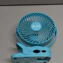 Clip on Fan 65Hrs Camping Fan with LED Light, 12000mAh Battery Operated Fans & PortableFan Rechargeable, Small Desk Fans USB TravelFan for Tent Camping Golf Stroller, Blue