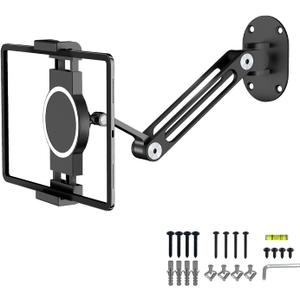 Tablet Wall Mount,Swivel & Tilt,Aluminium iPad Wall Mount,360Rotation Base,Adjustable and Foldable for 4.7-13 Inch Phones and Tablets,VC-Z1218(1 Packs,Black)